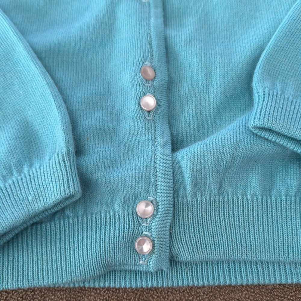 Vintage Jantzen Size 36 Button Front Blue Sweater Cardigan (TD) - Picture 2 of 7